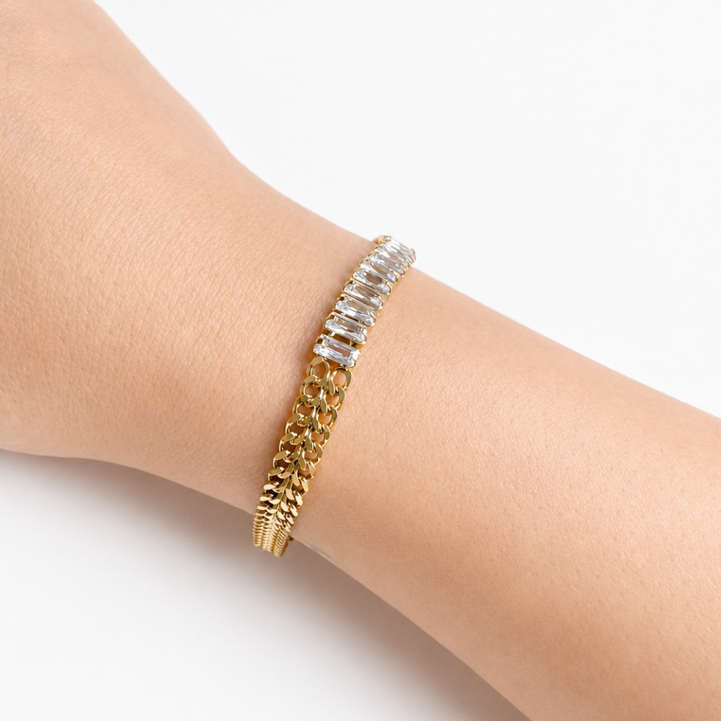 Pulseira Alma em aço inoxidável 316L com banho de ouro 18k