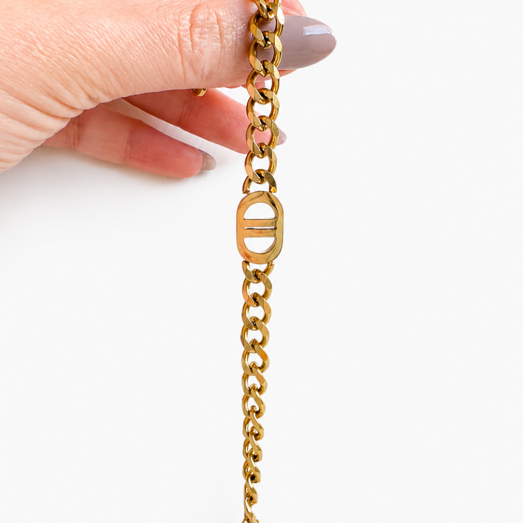 Pulseira Rilan em aço inoxidável 316L com banho de ouro 18k