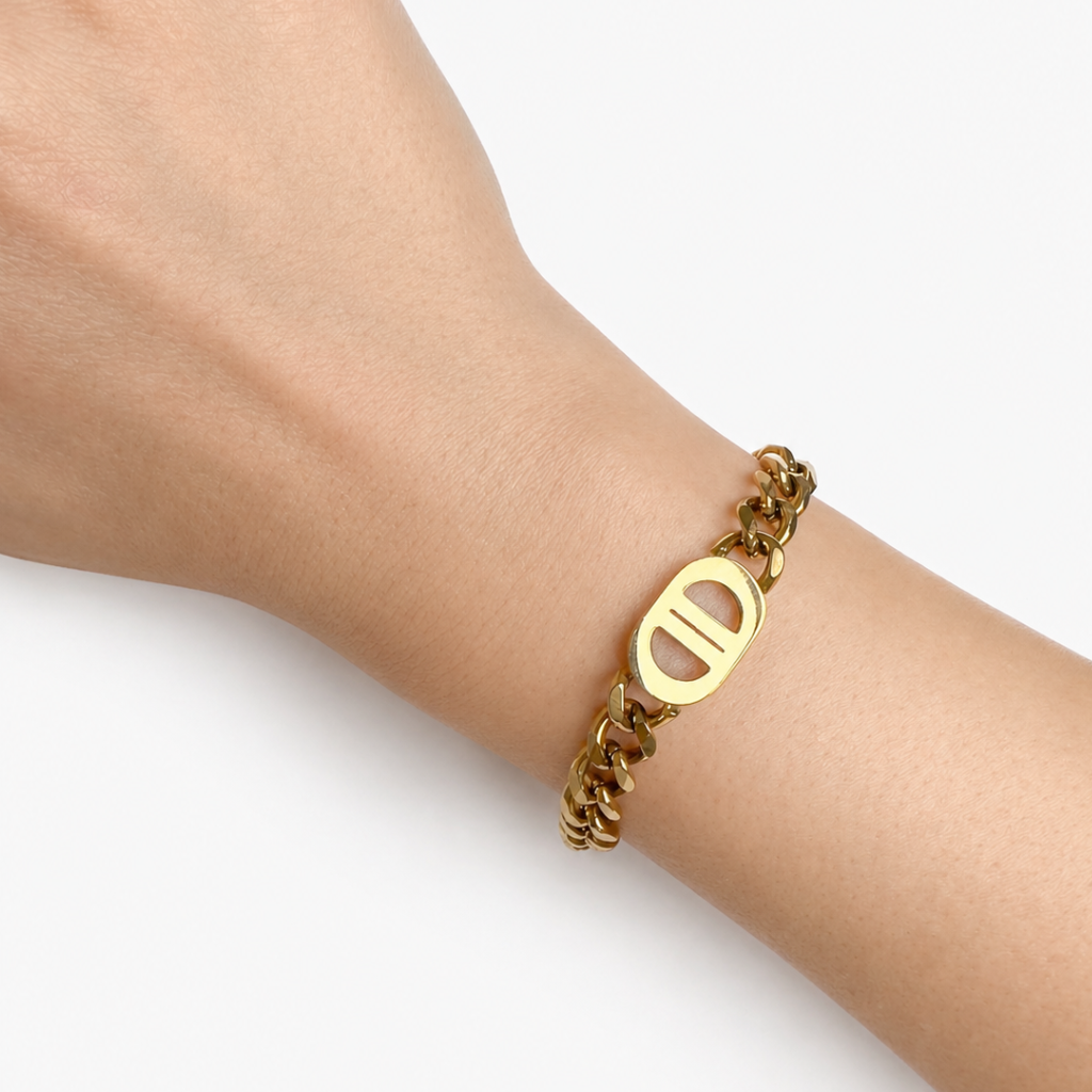 Pulseira Rilan em aço inoxidável 316L com banho de ouro 18k