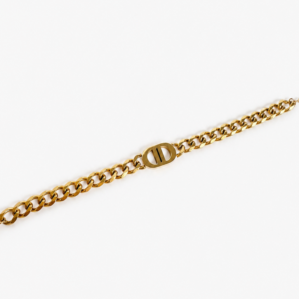Pulseira Rilan em aço inoxidável 316L com banho de ouro 18k