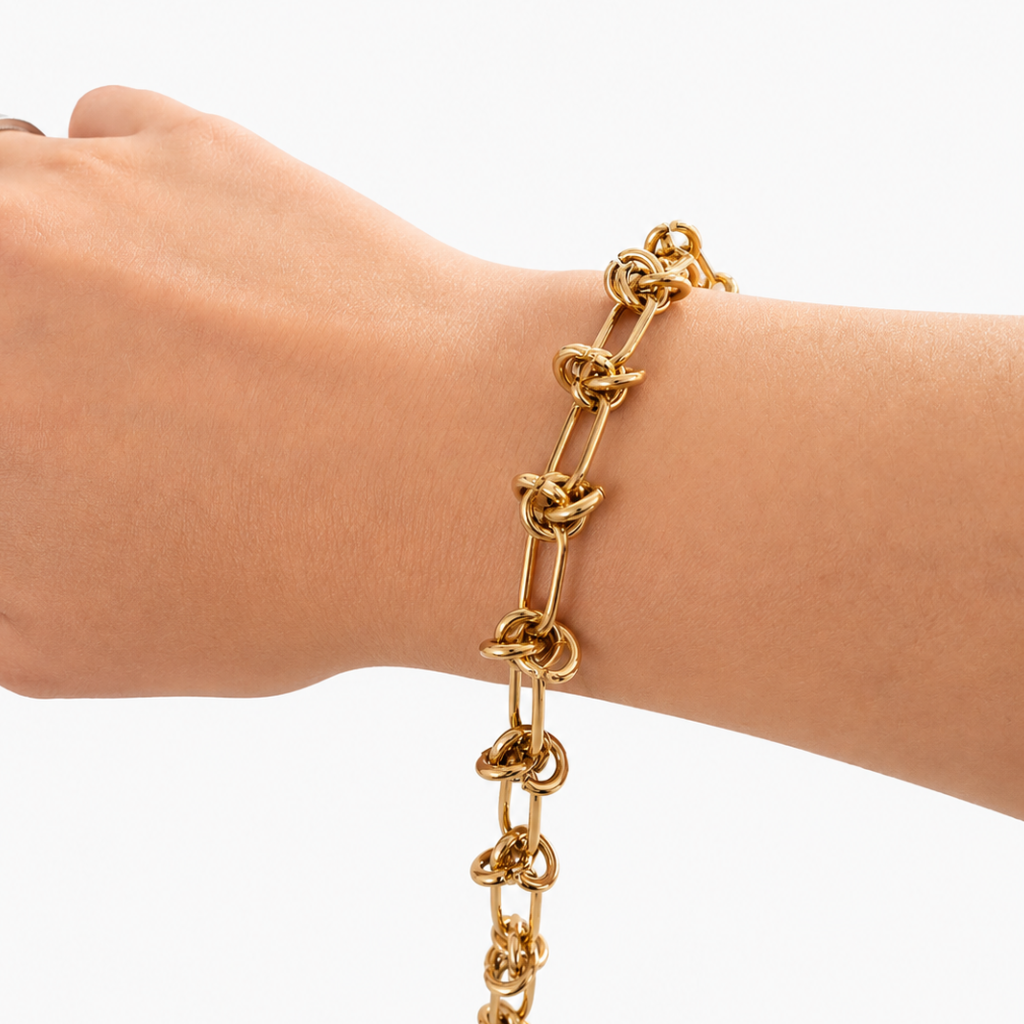 Pulseira Rio em aço inoxidável 316L com banho de ouro 18k
