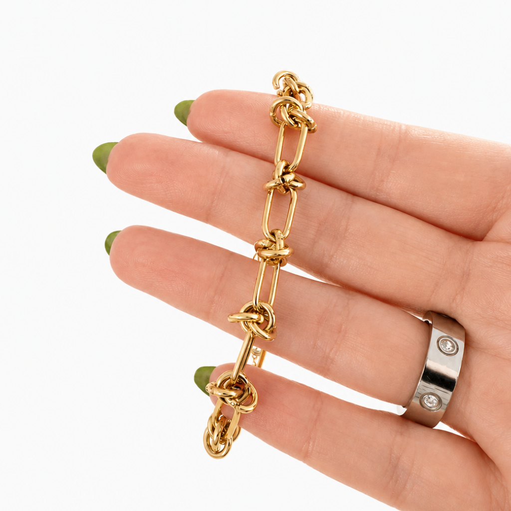 Pulseira Rio em aço inoxidável 316L com banho de ouro 18k