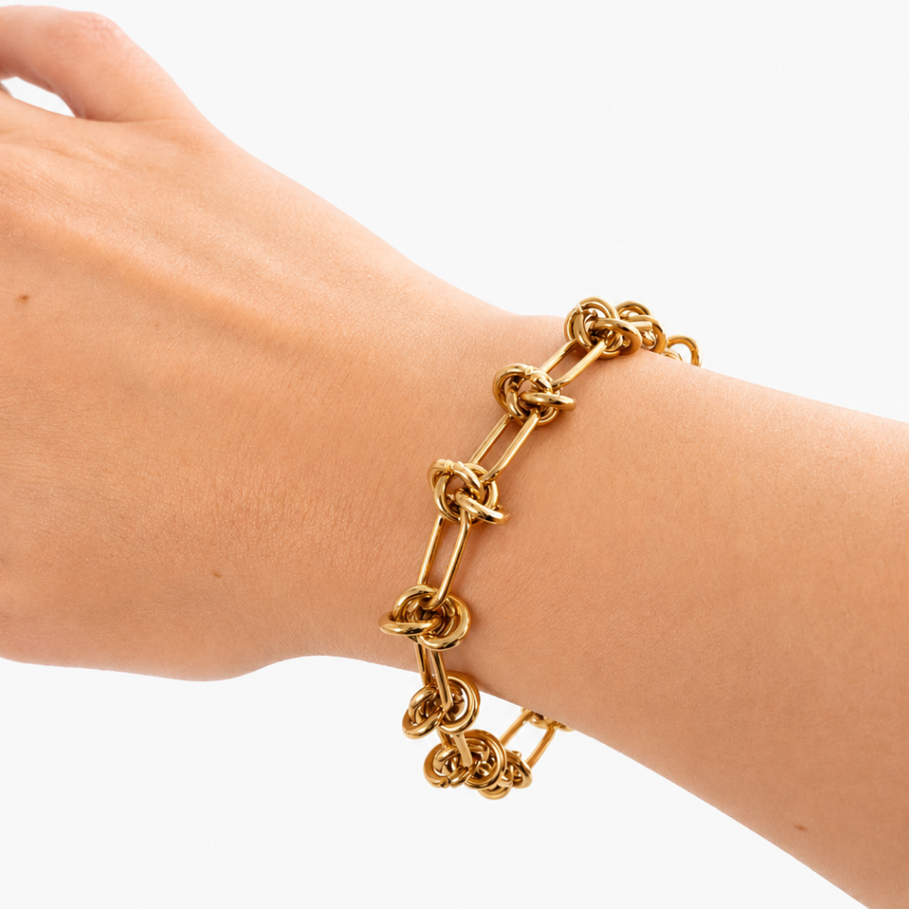 Pulseira Rio em aço inoxidável 316L com banho de ouro 18k