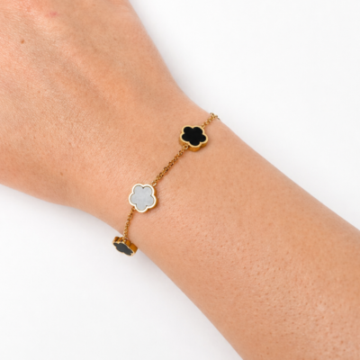 Pulseira Solin em aço inoxidável com forma de trevo