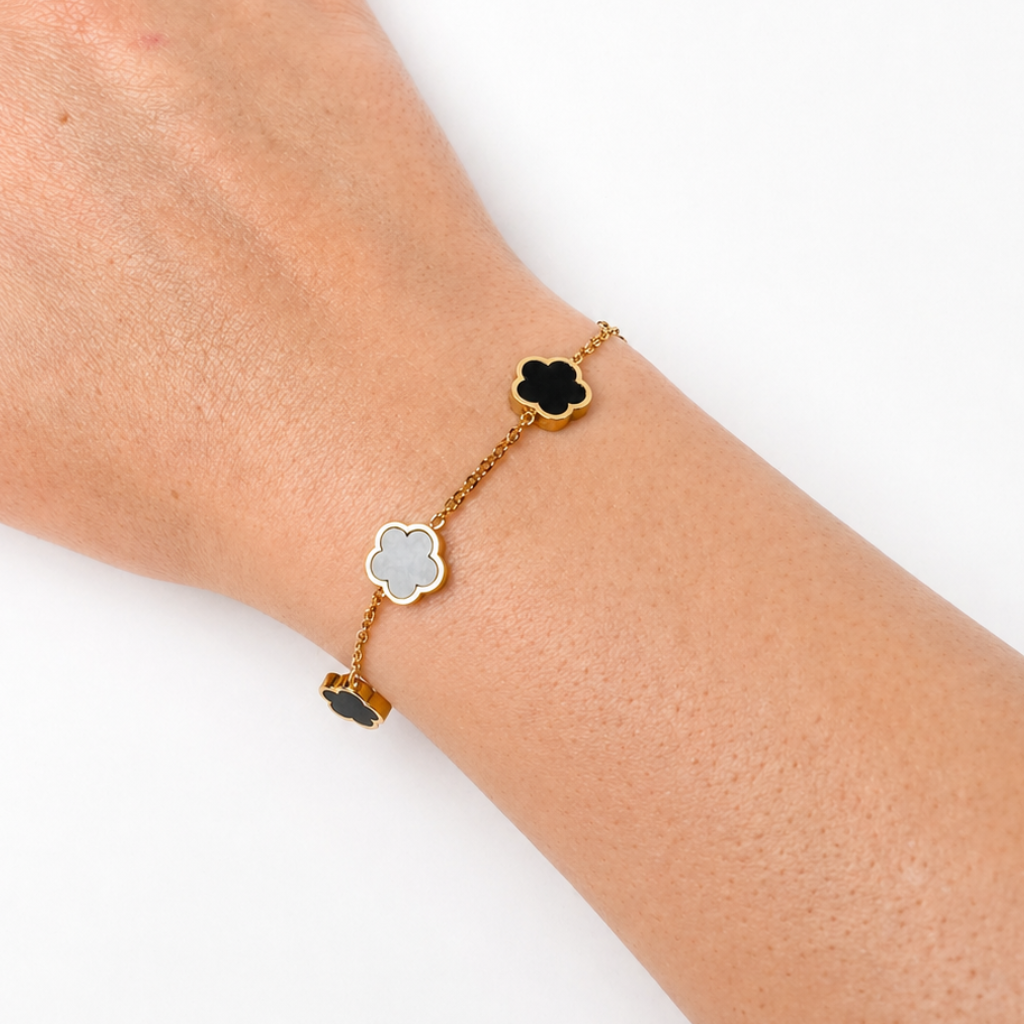 Pulseira Solin em aço inoxidável com forma de trevo