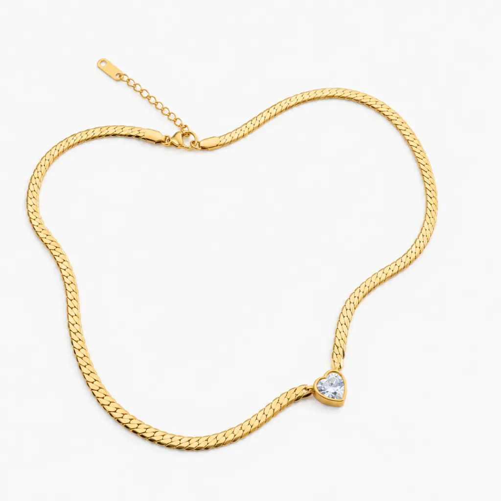 Colar Aura dourado em aço inoxidavel 316L