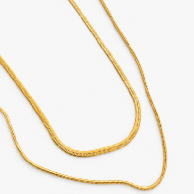 Colar duplo Vaen em aço inoxidavel 316L e banho de ouro 18k