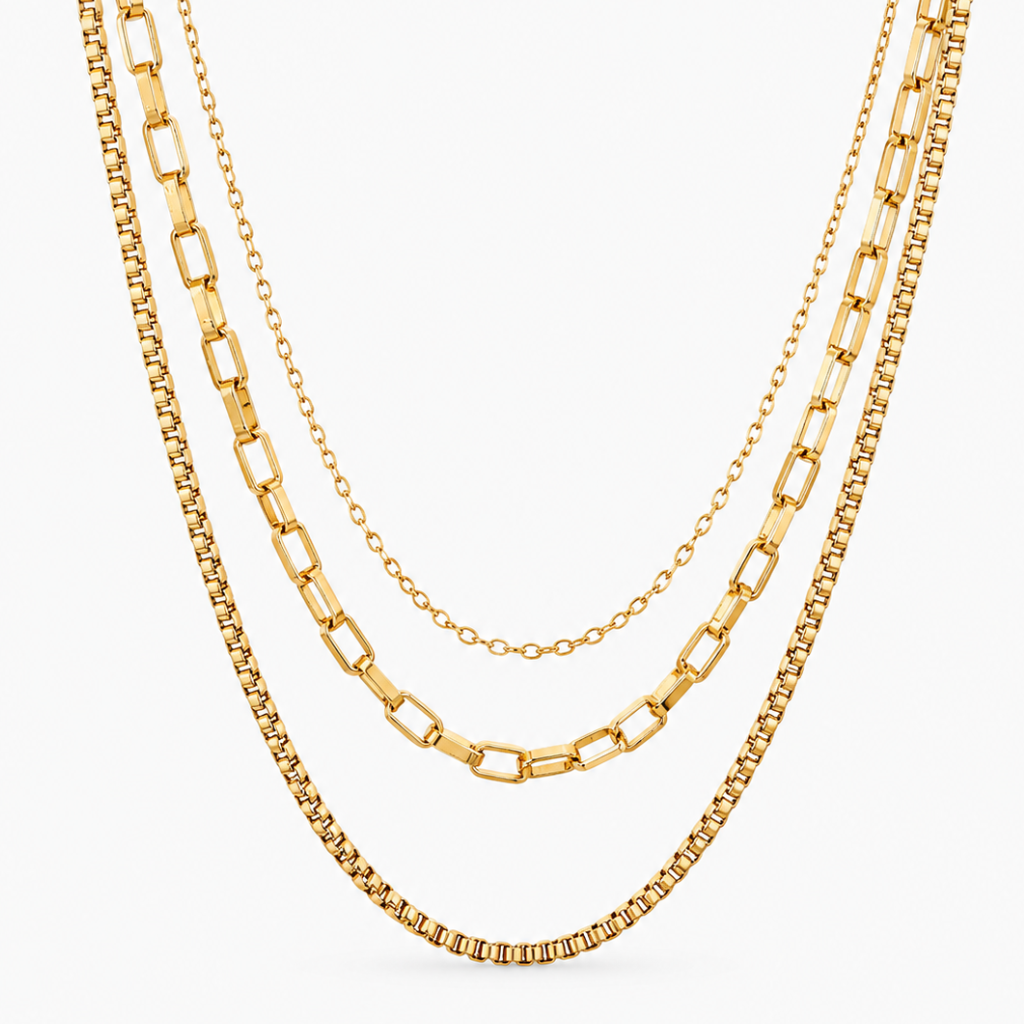 Colar Lyen em aço inoxidavel 316L e banho de ouro 18k